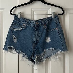 Forever 21 Distressed Dark Blue Denim Cutoff Shorts